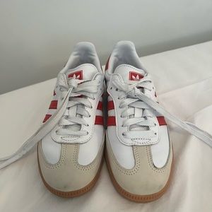 White and red Adidas Samba